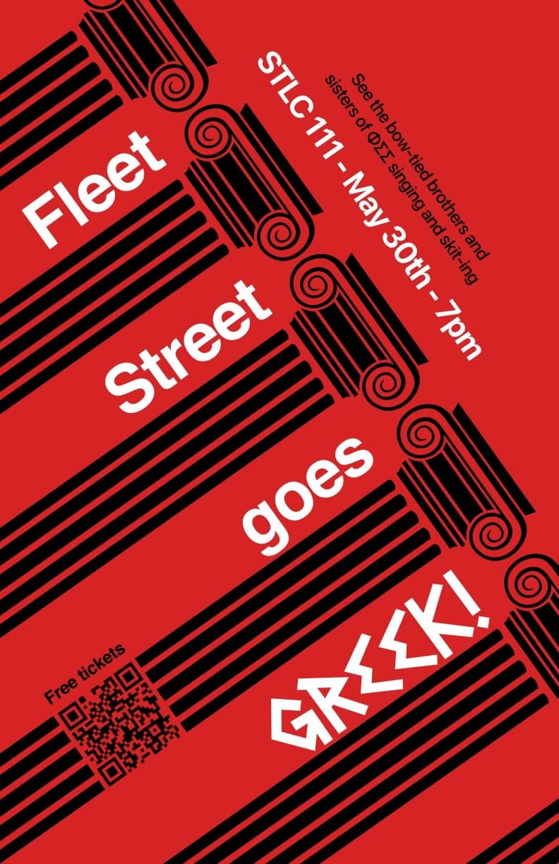 Poster for Fleet Street's Spring Show 2026 - Fleet Street Goes Greek?!
